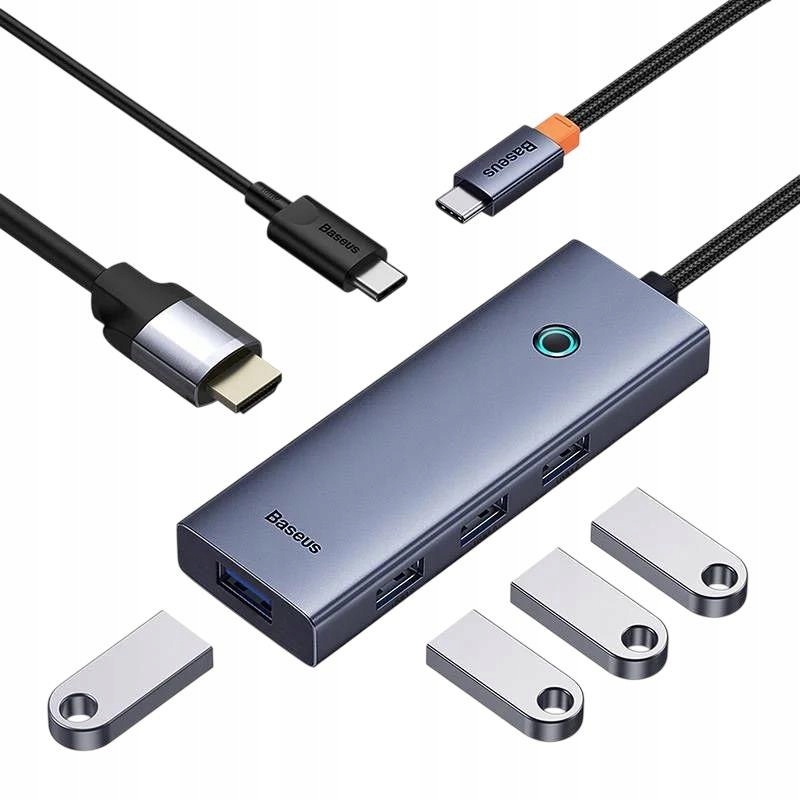 Usb-c hubový adaptér 6v1 Baseus B00052807813-01 4x Usb 3.0 Hdmi Usb-c Pd