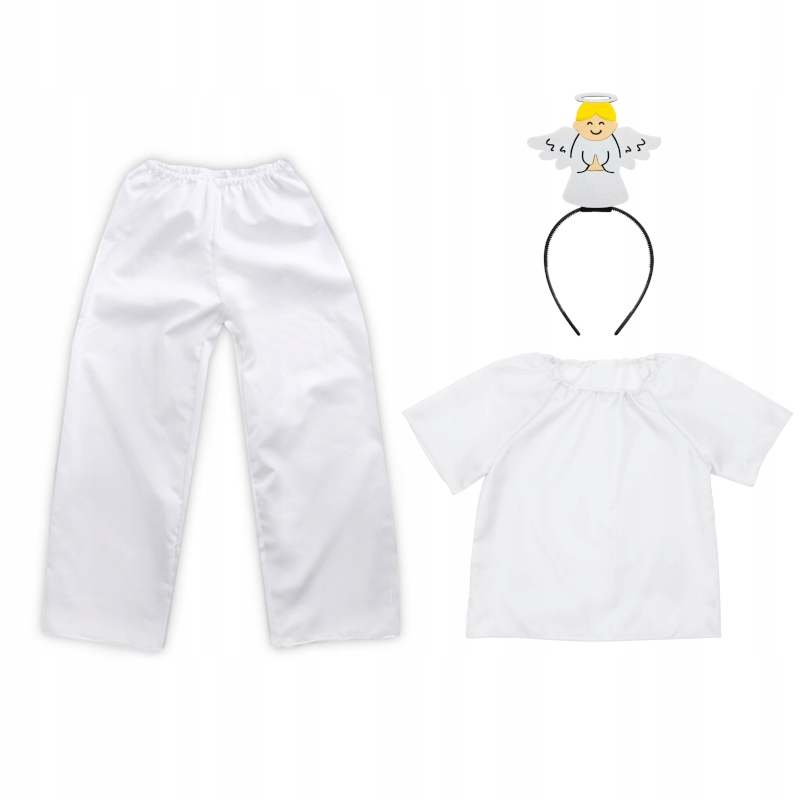 STRÓJ ANIOŁEK SPODNIE OPASKA BIAŁY 134-140 4el
