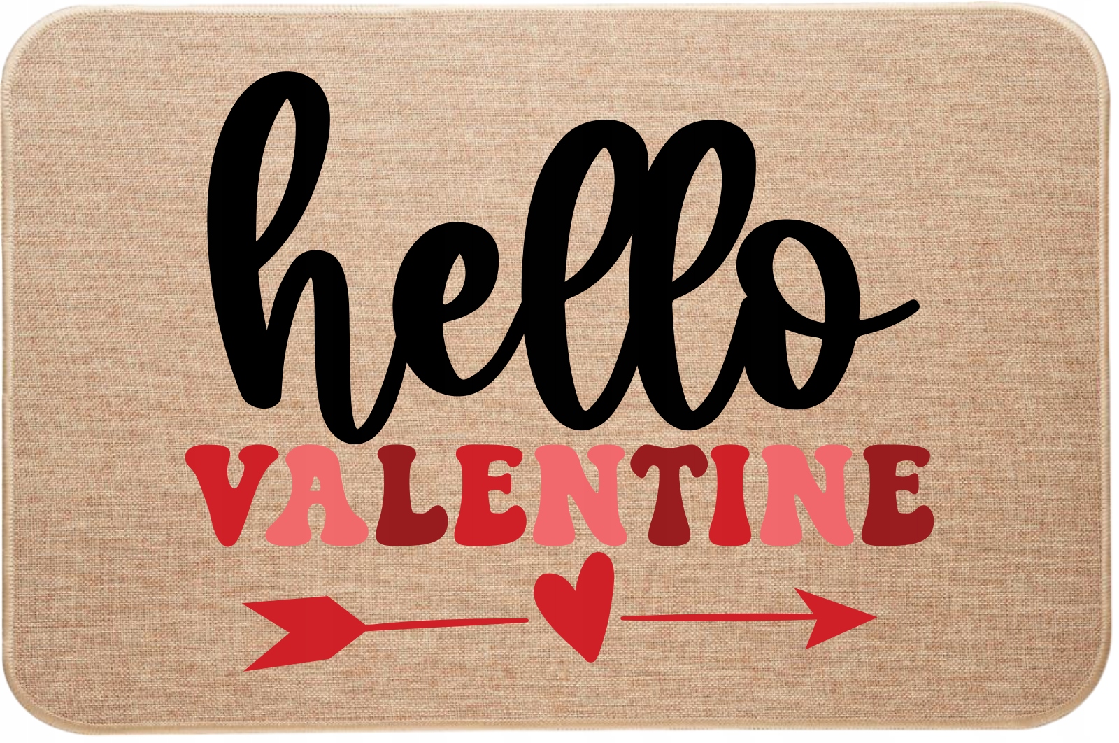 Lněná rohožka Valentýnský potisk Hello Valentine Ahoj Valentýnko