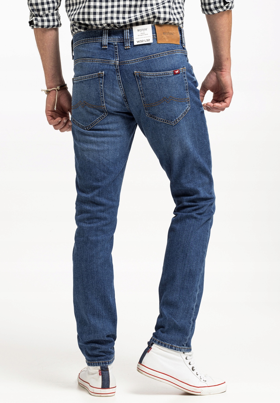 MĘSKIE DOPASOWANE SPODNIE JEANSOWE MUSTANG OREGON SLIM ZWĘŻANE BLUE W32 L30 Kod producenta 1015041 5000 702