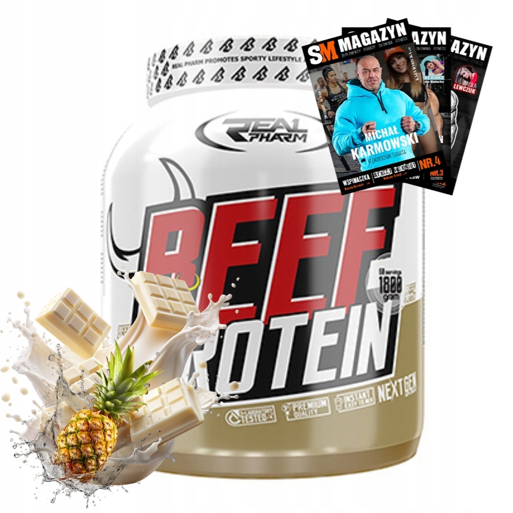 Real Pharm Beef Whey 1800 g Hovězí Bílkoviny Protein Doplněk Stravy Masa Síla
