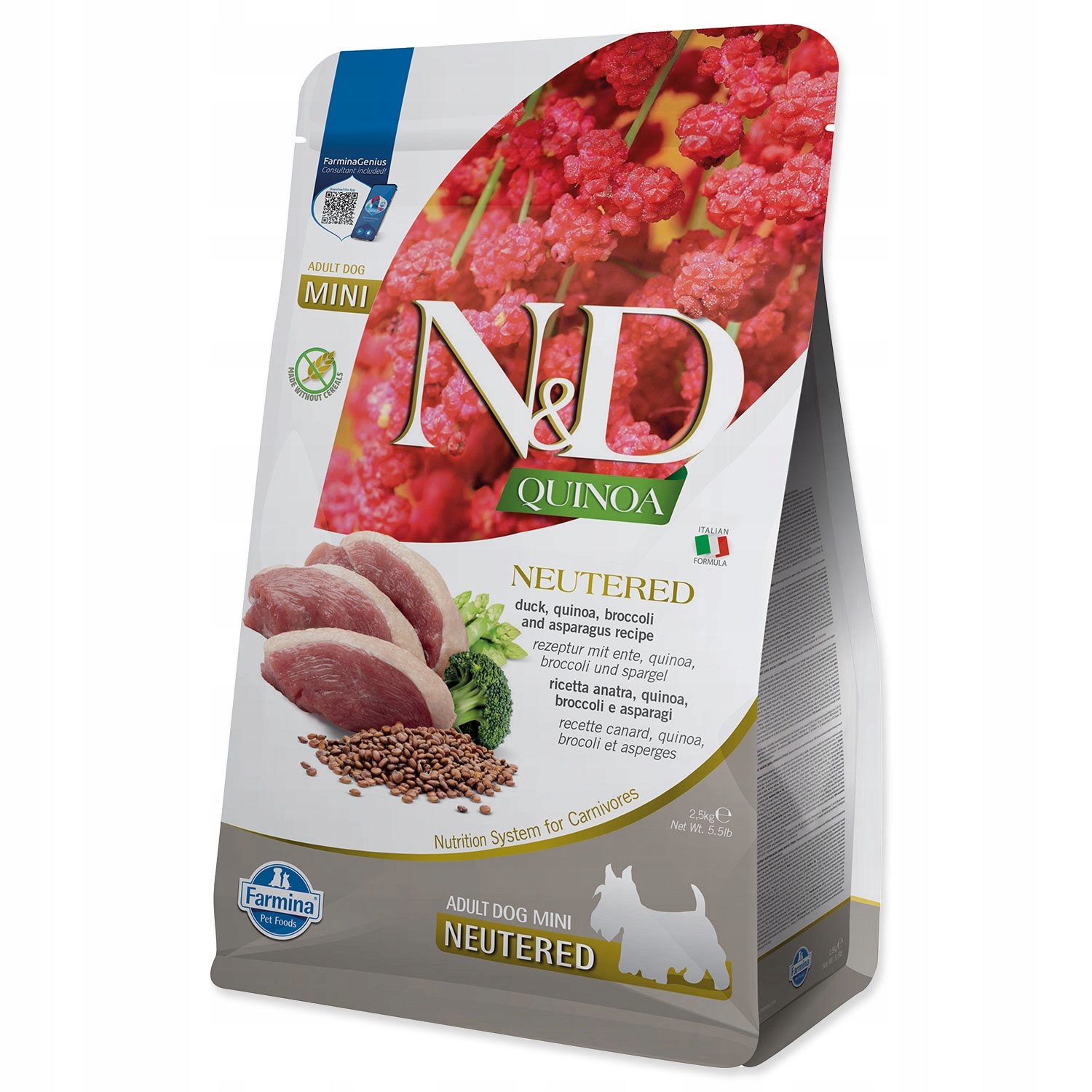 Levně N&d Quinoa Dog Neutered Duck&Broccoli&Asp. Mini 2,5kg