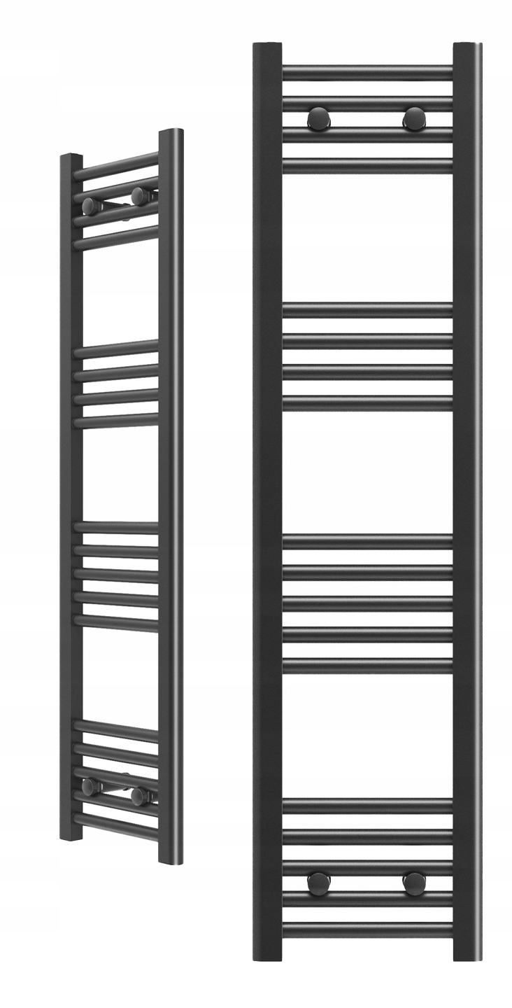 Koupelnový Radiátor Černý Žebříkový Radiátor 30x120 cm Montáž 180° Breno