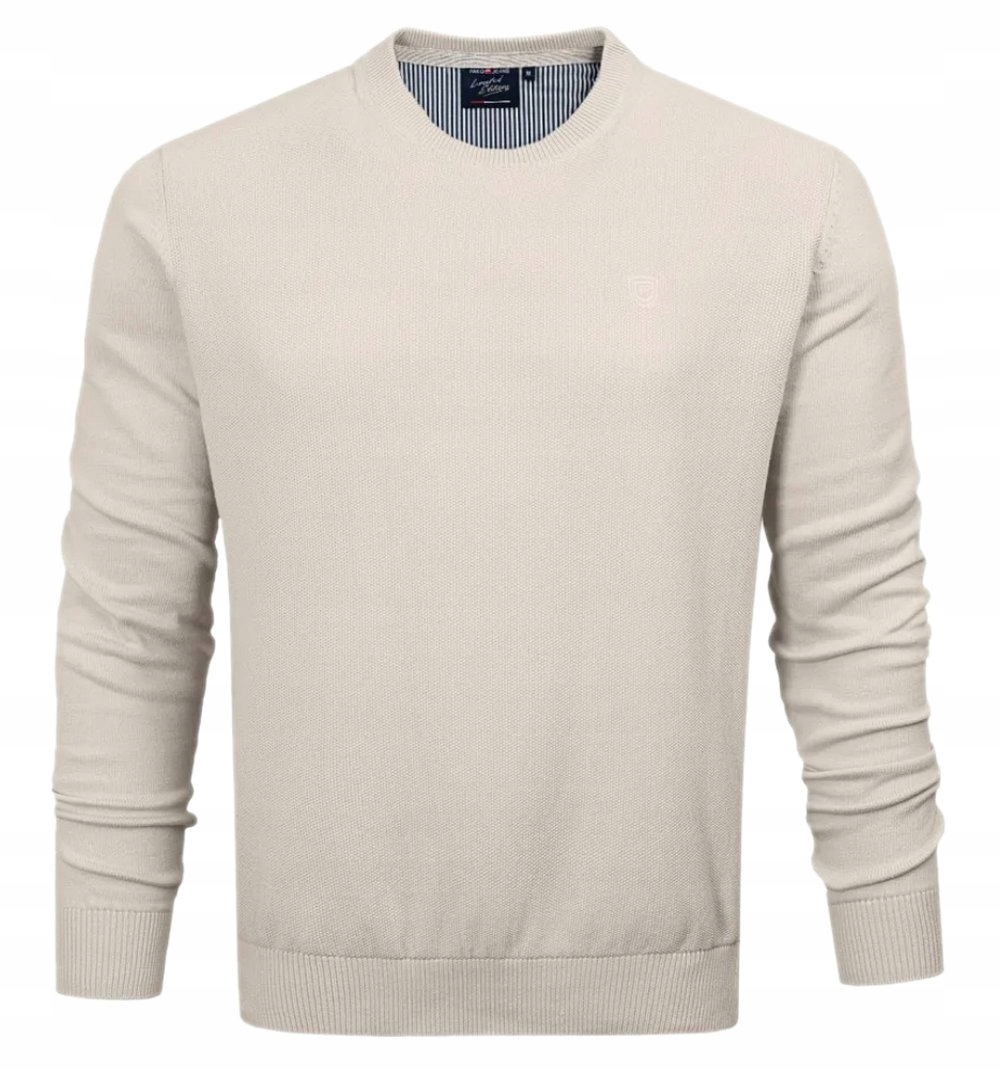 Lehký bavlněný svetr Kulatý výstřih Pako Jeans Světle béžová XXL