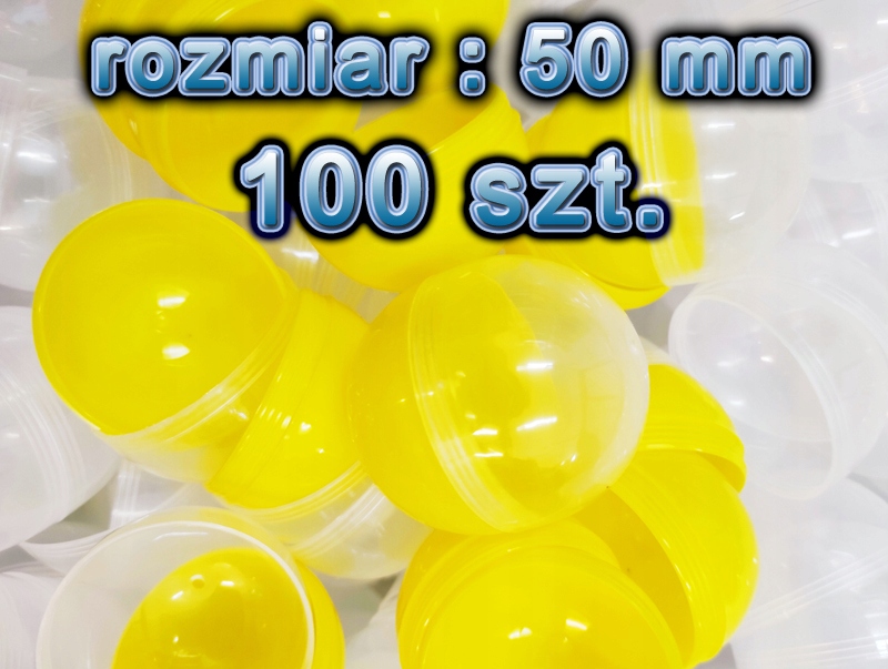 Kapsuła pusta 50mm Żółta 100szt piłka kulka loteryjna do losowania Żółty