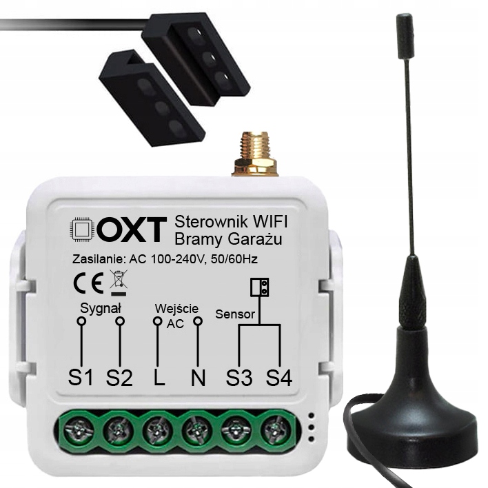 MODUŁ OXT STEROWNIK BRAMY GARAŻU Z SENSOREM I ZEWNĘTRZNĄ ANTENĄ WIFI TUYA