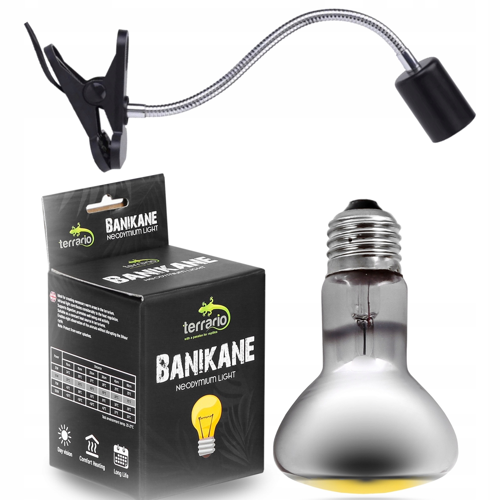 Levně Lampa Do Terária 200 W S Regulací A Žárovkou 75 W Uva Ohebné Rameno