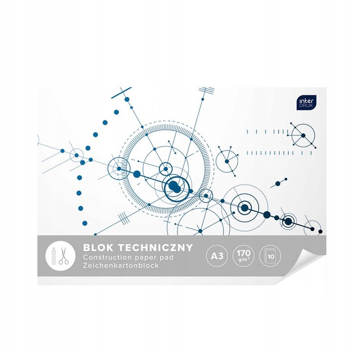 Blok techniczny biały A3 szkolny Interdruk
