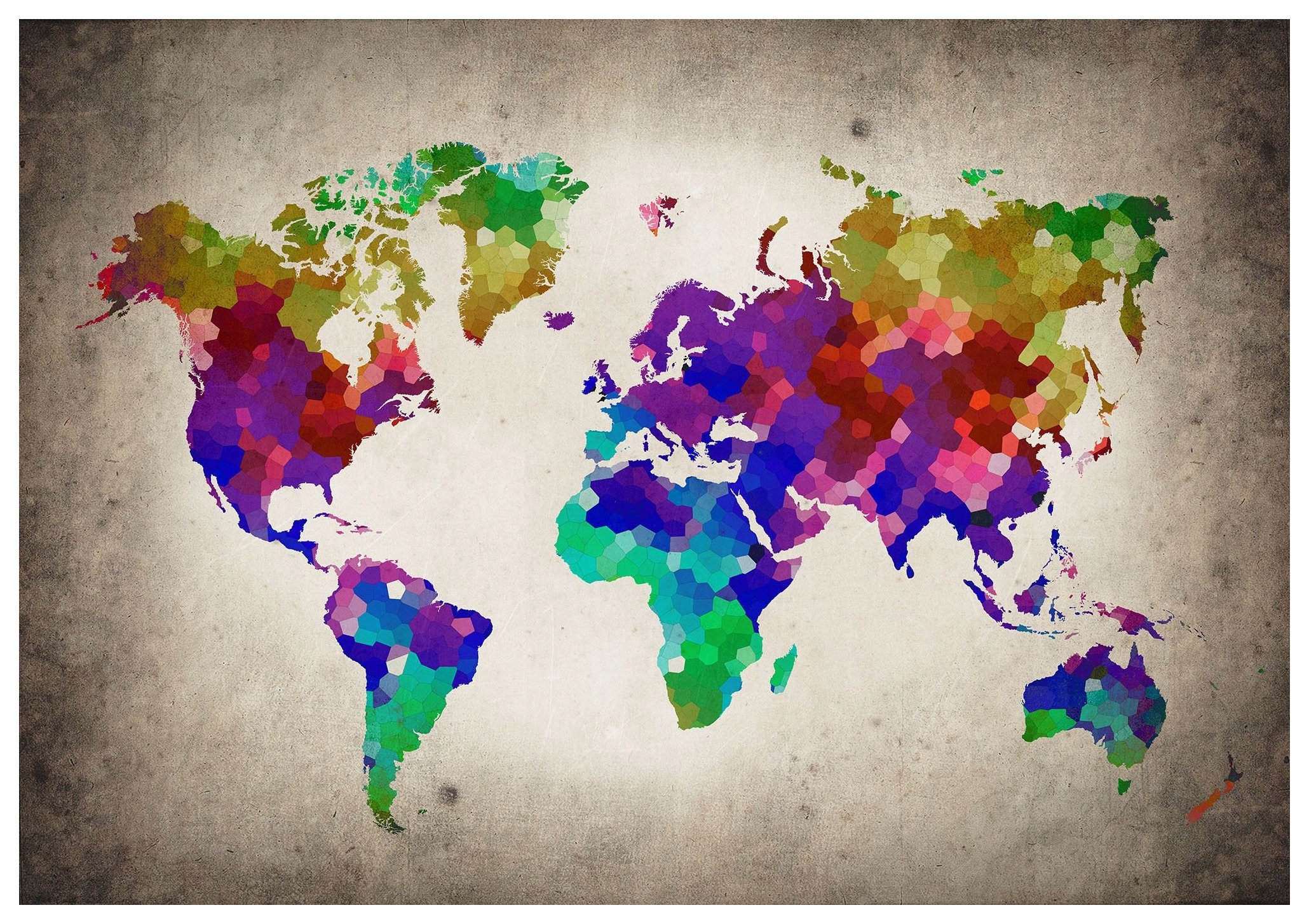 Fototapeta Mapa světa Mozaika Barevná geometrie Cestování 208x146 lepidlo