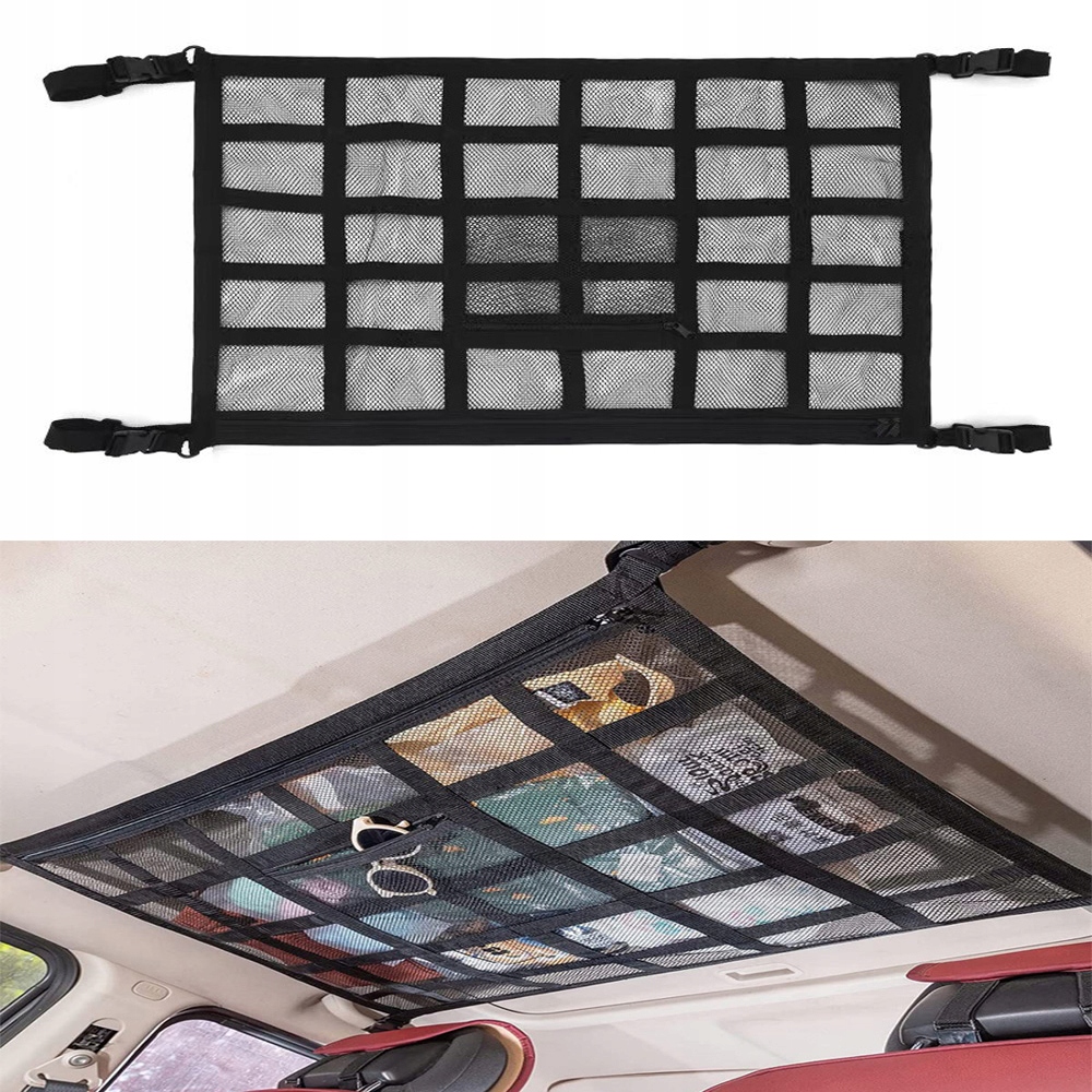 Siatka do przechowywania ładunków pod sufitem samochodowym 90x65cm 30siatek