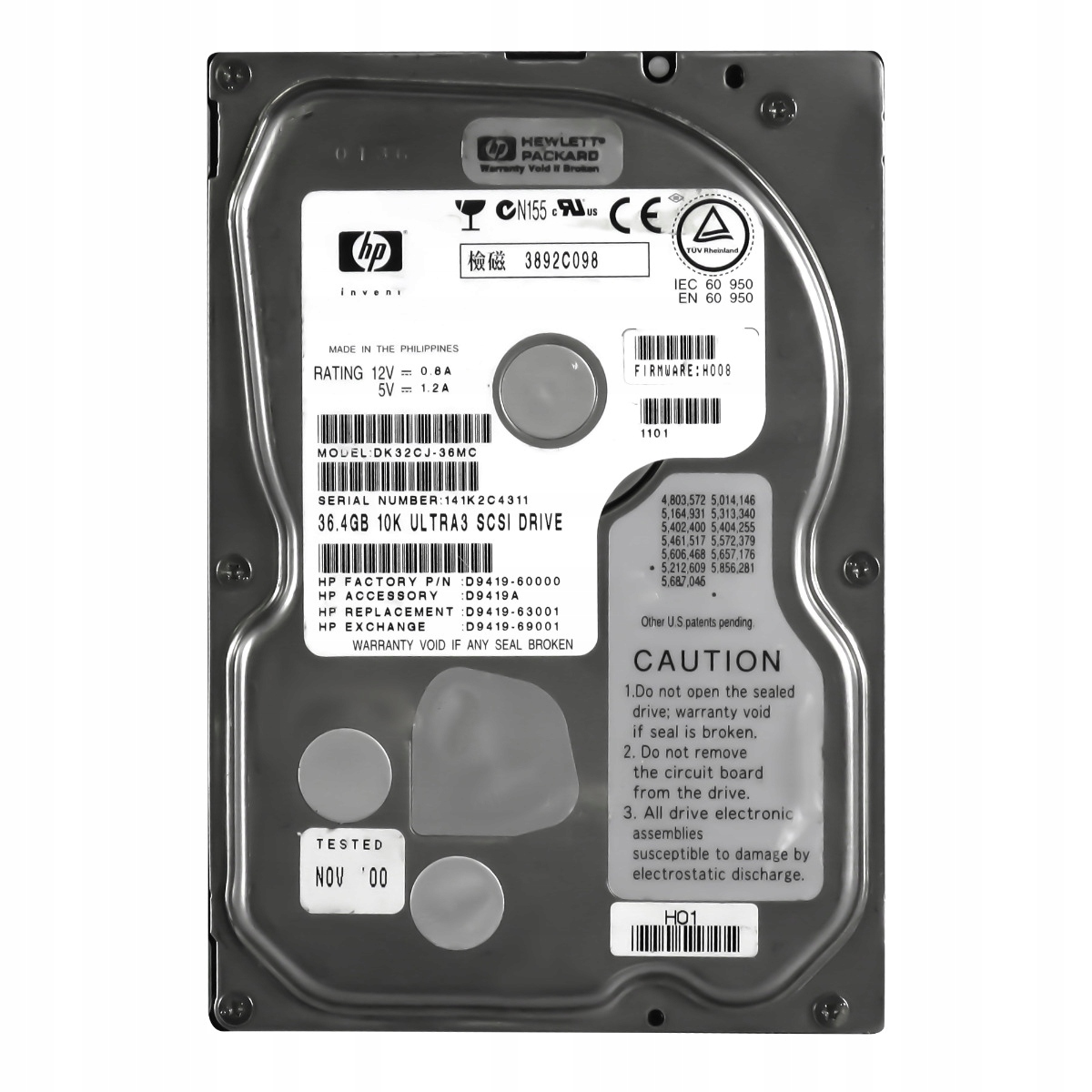 Hp D9419A D9419-60000 36.4GB 10K 4MB Scsi U160 3.5'' DK32CJ-36MC