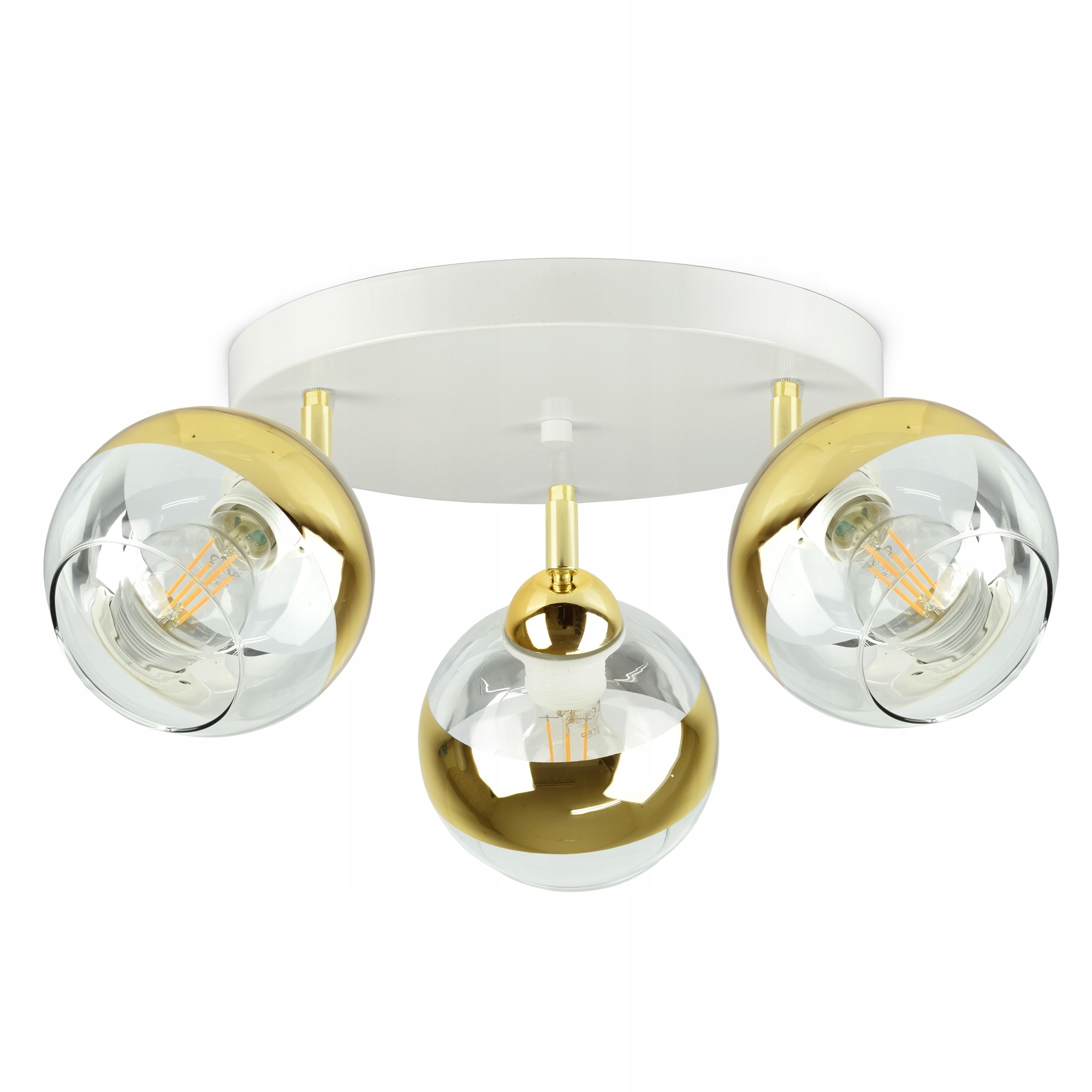 Lampa Sufitowa Żyrandol Biała Złota Glass EG3 Led