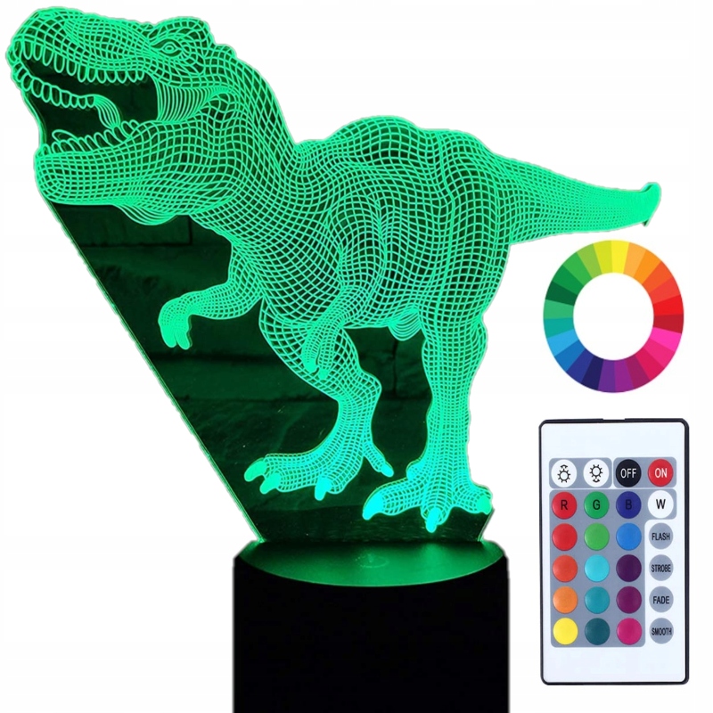 

Lampka Nocna z Imieniem Dinozaur T-Rex 3D Led