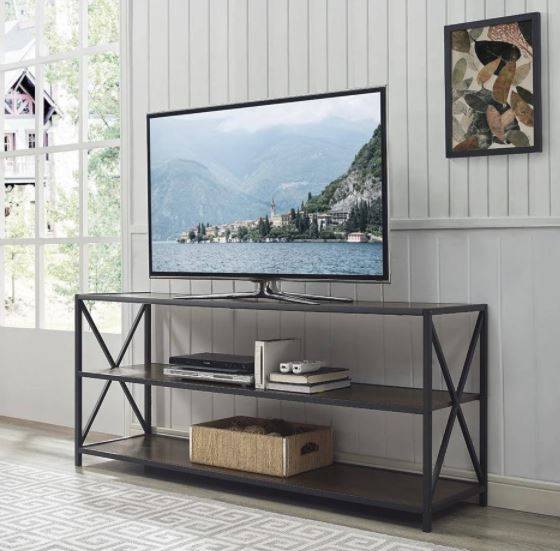 Duży REGAŁ Półka LOFT SZAFKA TV Industrialna 153x67cm Ciemny Orzech