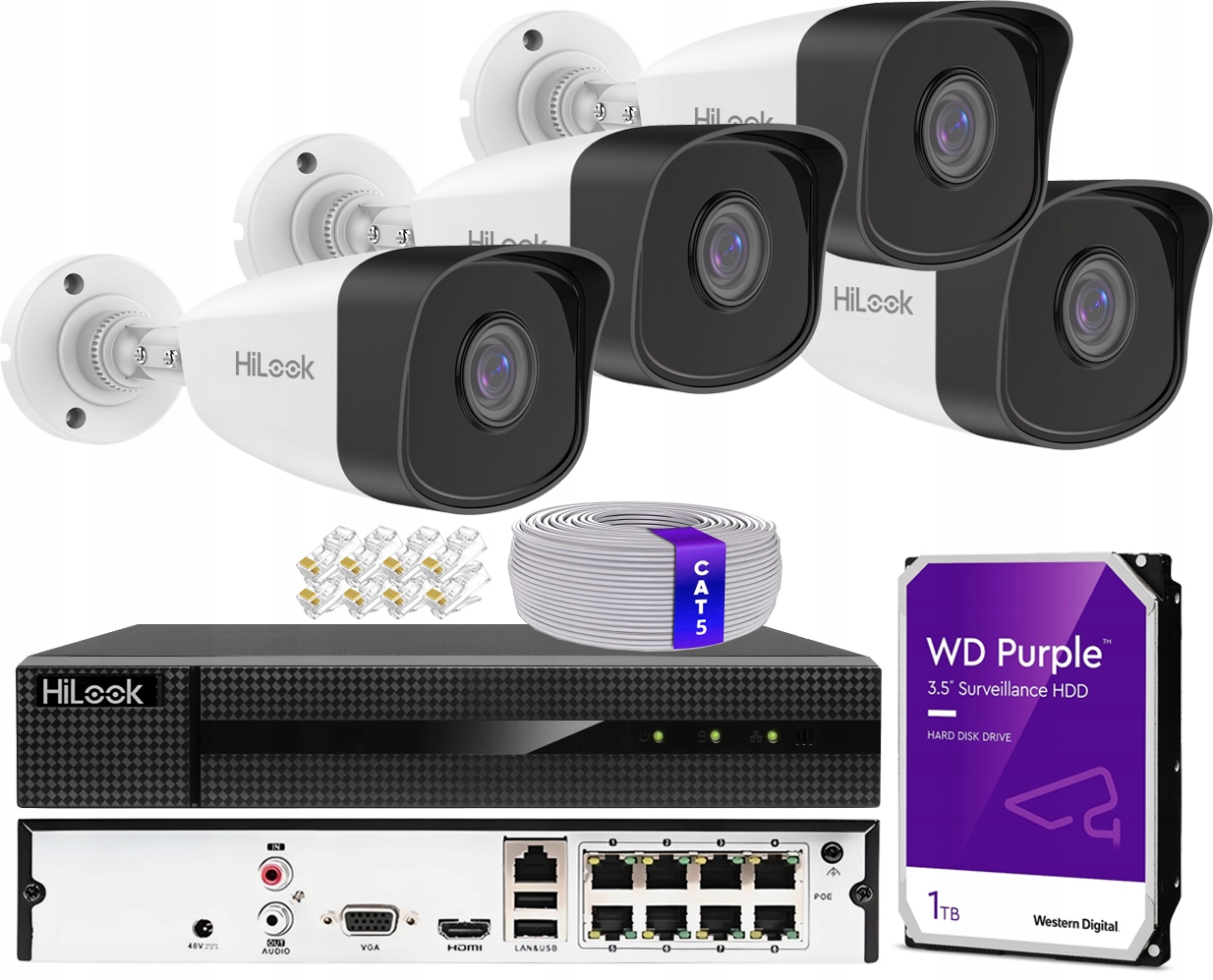 Sada na monitorovanie 5MPx Ip kamery PoE pre rozšírenie Hilook By Hikvision