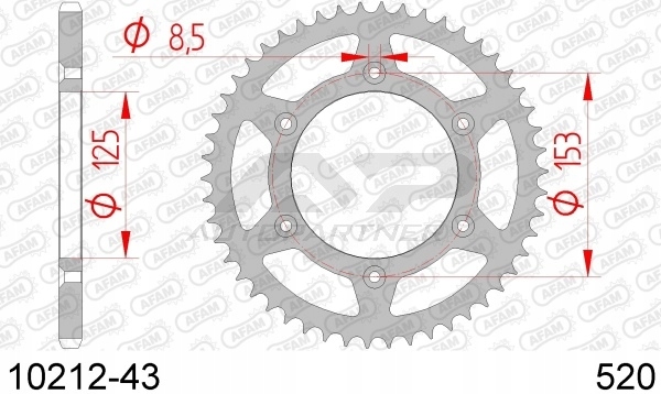 AFAM ZĘBATKA NAPĘDZANA TYŁ MOTO. STALOWA OCYNKOWANA SREBRNA