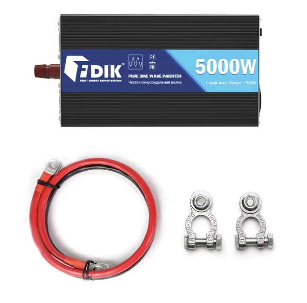 PRZETWORNICA SAMOCHODOWA NAPIĘCIA 12V na 230V 5000W SINUS CZYSTA SINUSOIDA Moc użytkowa 2500 W