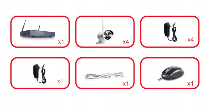 ZESTAW DO MONITORINGU WIFI 4 KAMERY 2 Mpix FULL HD Pojemność zainstalowanego dysku 0 TB