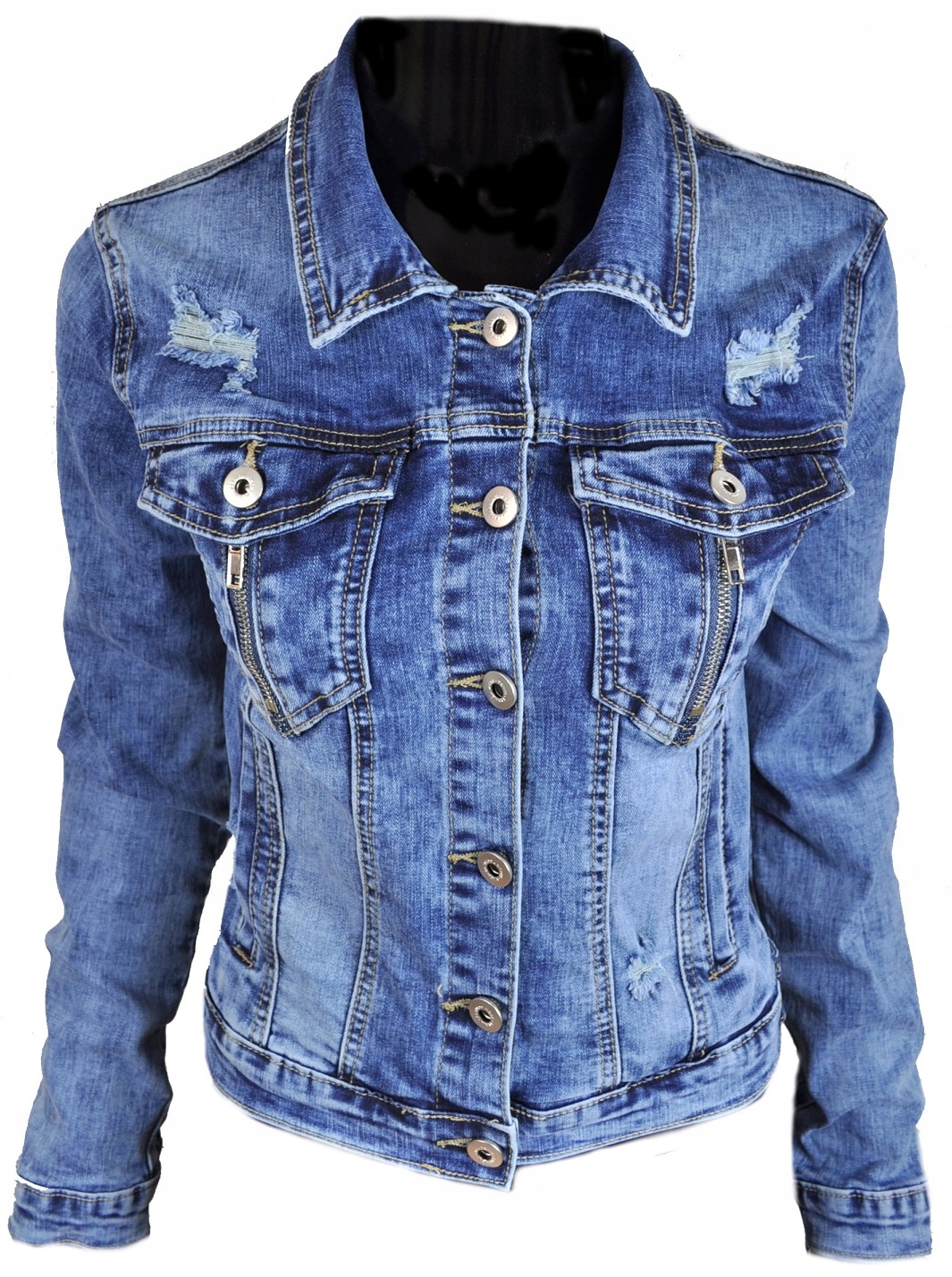 Wiosenna jeansowa kurtka damska katana casual DENIM 8139 roz L Marka Swiatkurtek