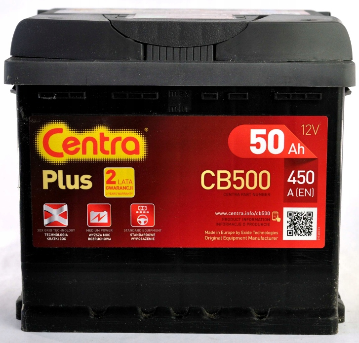 АКУМУЛЯТОР CENTRA ПЛЮС0ah50a 50 AH