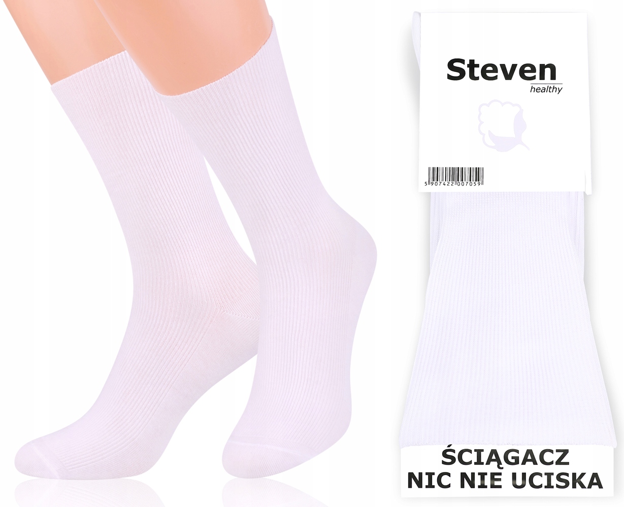 

skarpety Steven bezuciskowe 018 białe 43-46