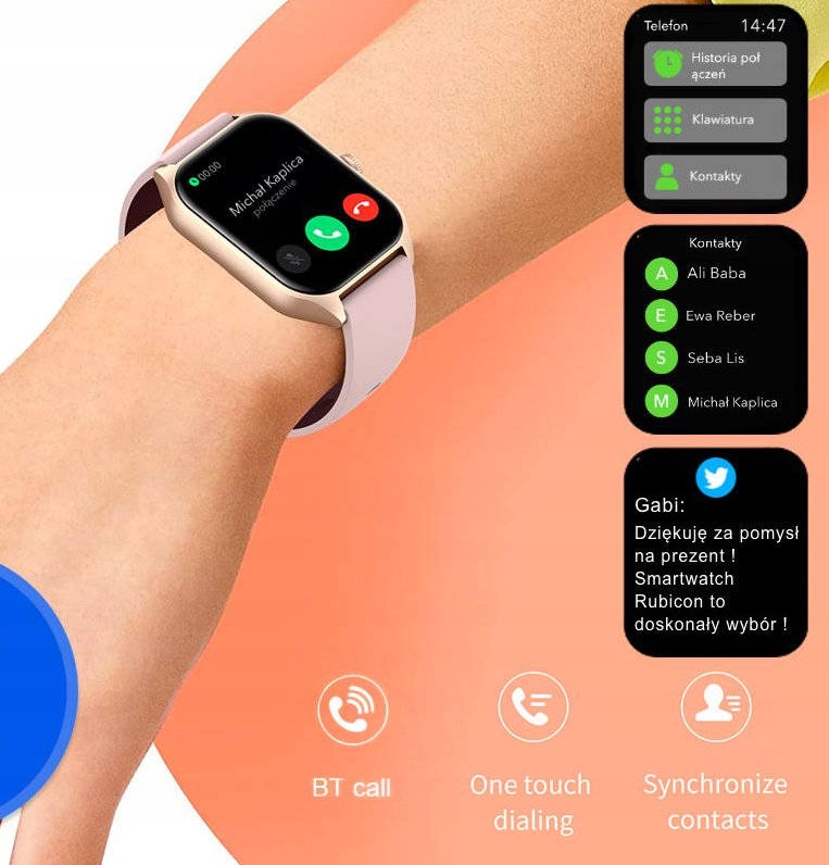 SMARTWATCH RUBICON RNCF03 ROZMOWY PULS TĘTNO CALL Rodzaj smartwatch