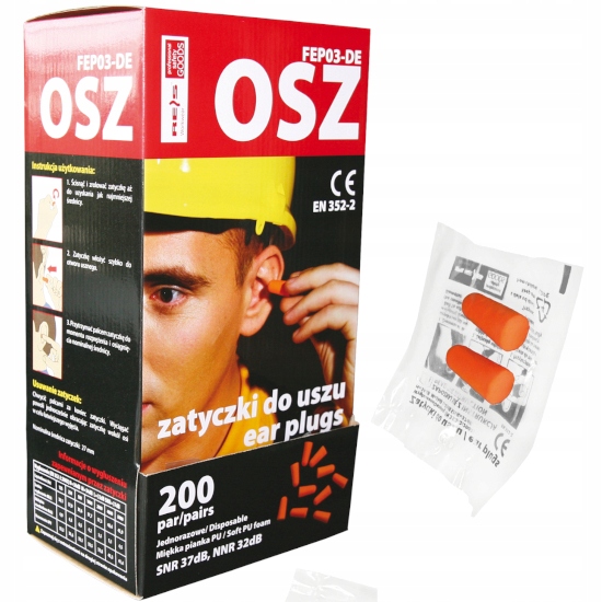 

Osz zatyczki do uszu stopery 200 par, piankowe