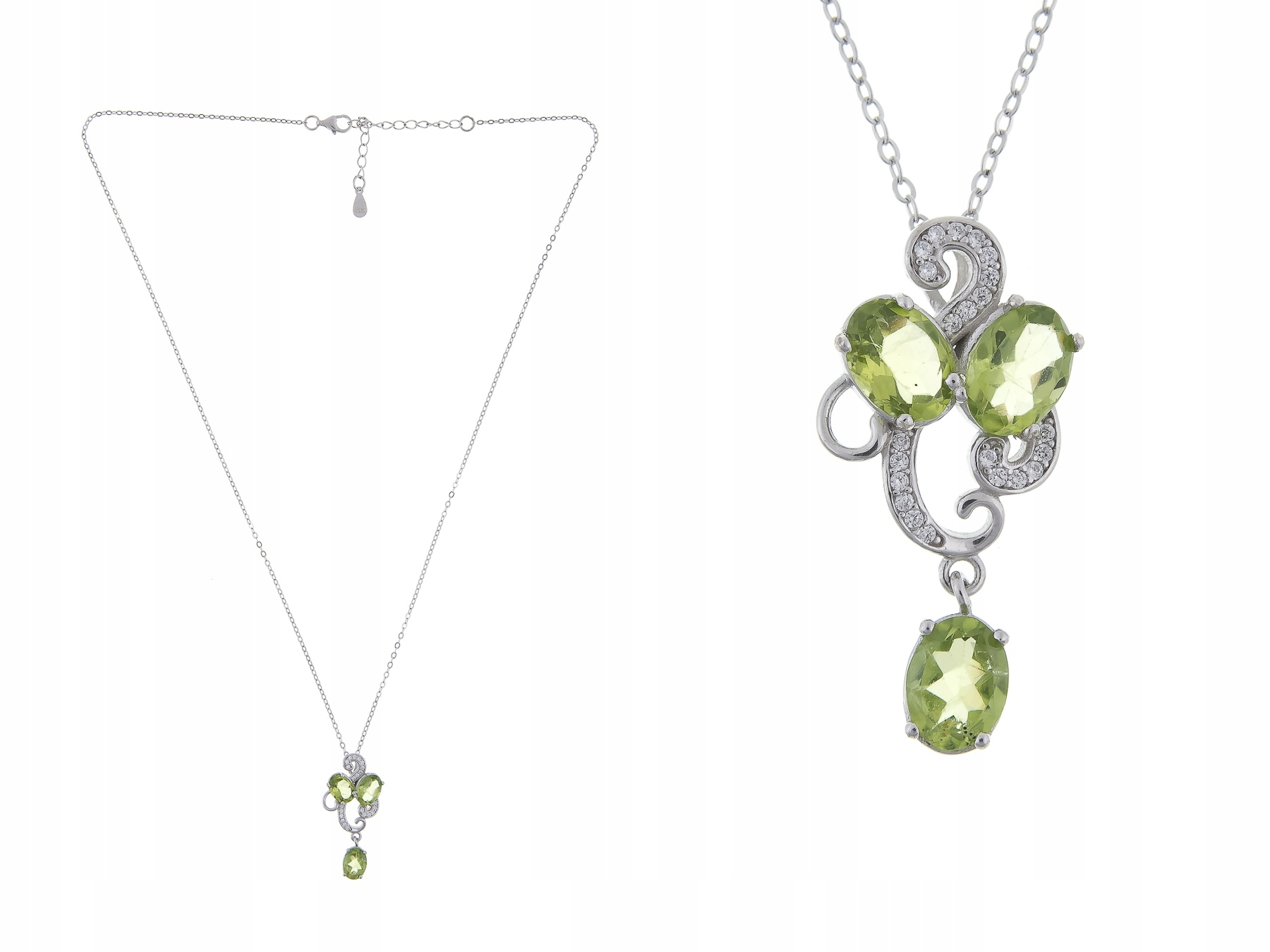 Stříbrný Rhodiovaný Náhrdelník S Přírodním Peridotem!