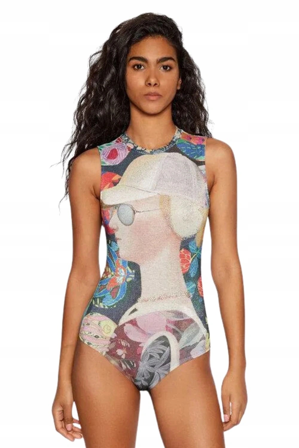 Dámské body Desigual Maltese síťovaná síťovina na ramenních popruzích, vzorované, vel.