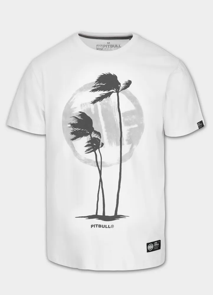 Męska Koszulka Pitbull Klasyczny Bawełniany T-shirt z nadrukiem Palms