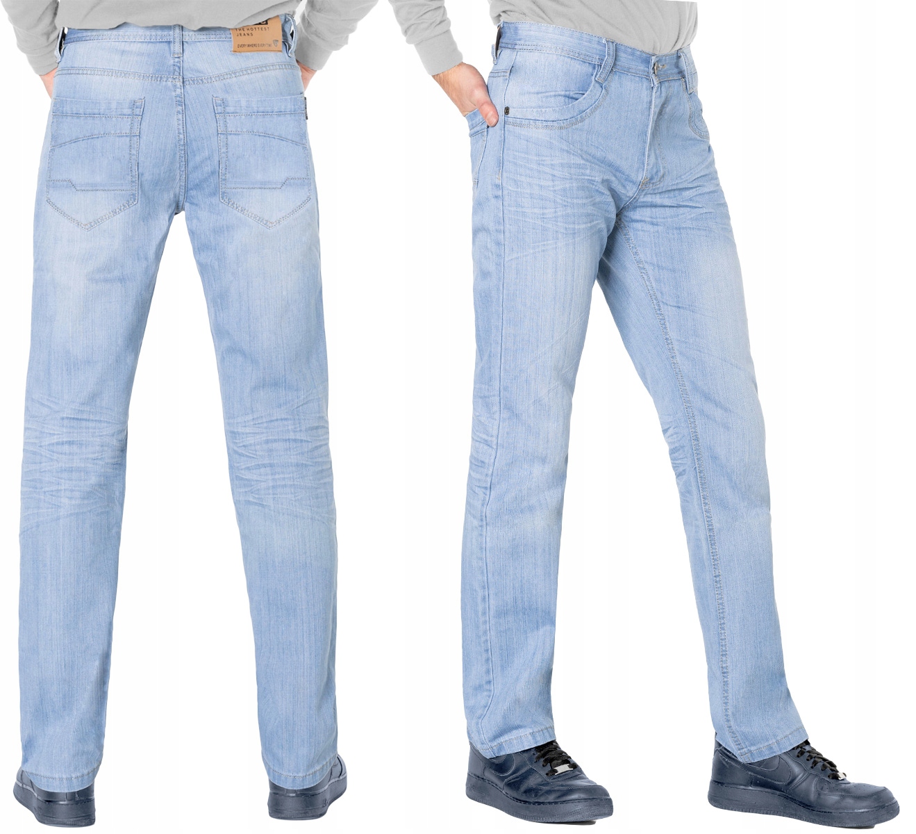 

Jasne Jeansy Spodnie Męskie Dżinsy na Lato 122 W32