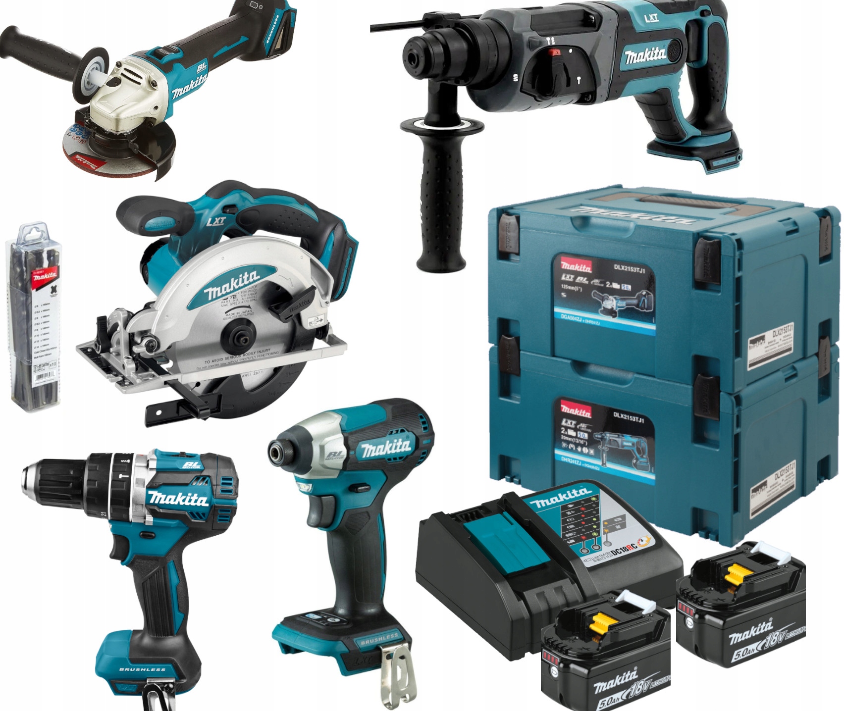 

Makita Zestaw 5 Elektronarzędzi 2x5.0ah DHR241 Dga