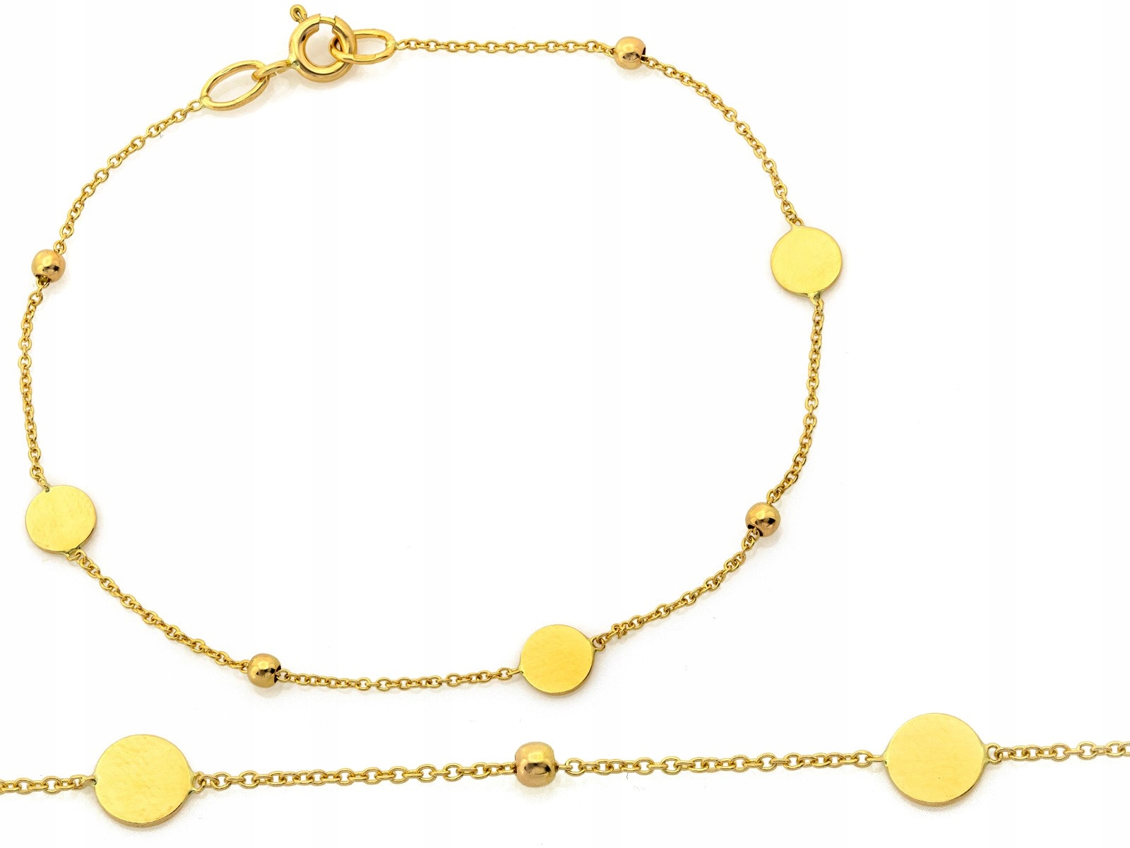 Zlatý dámský náramek 585, stylový řetízkový, s kolečky, 1.39 g