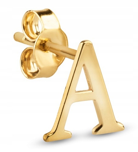 Klasický Zlatý Jednoduchý Náušnice S Tvým Písmenem Písmeno 14KT 585