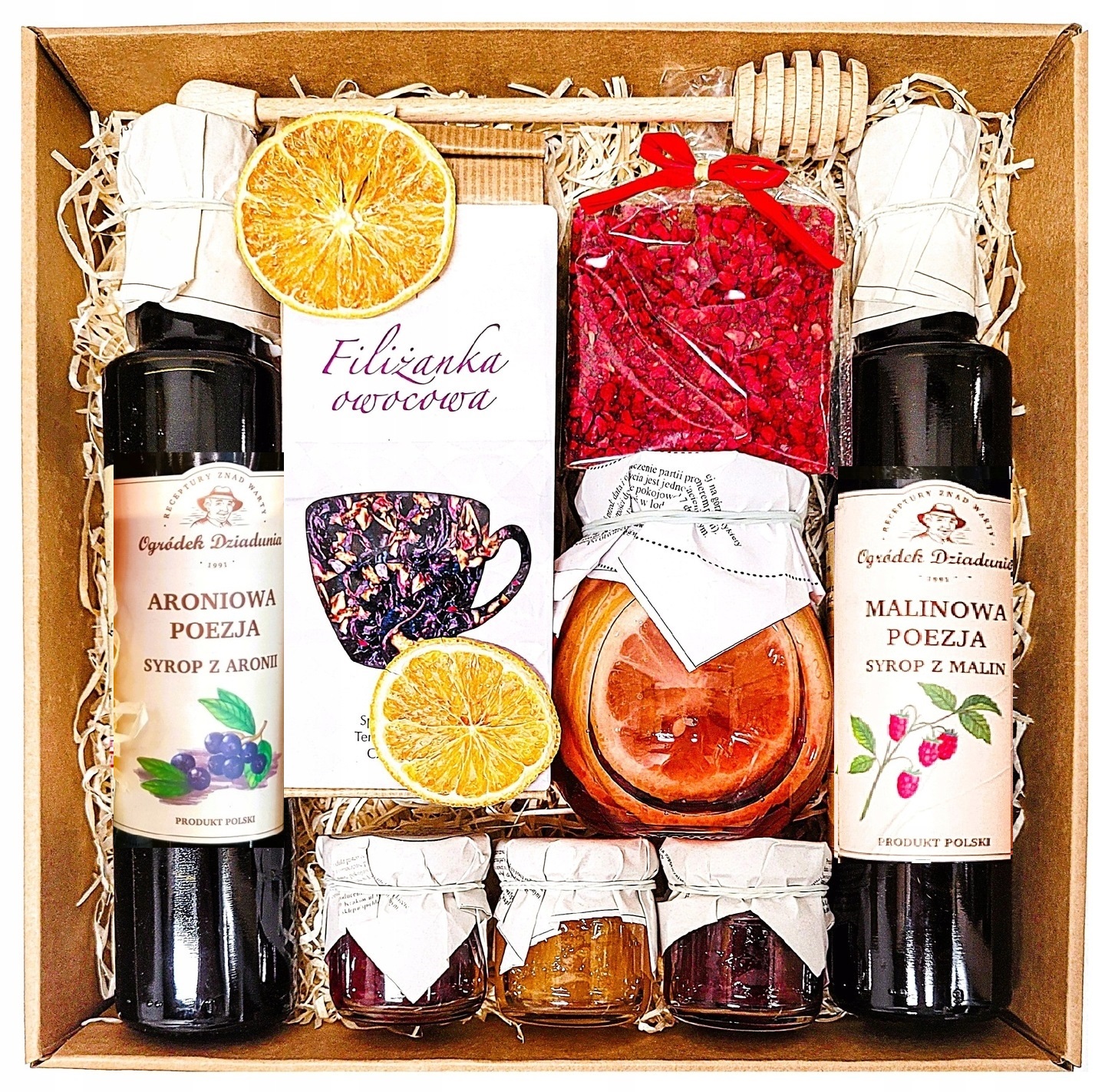 Levně Koš Box Dárková Sada Dárek Dárkové Balení Čaje Čokoláda Med Sirup