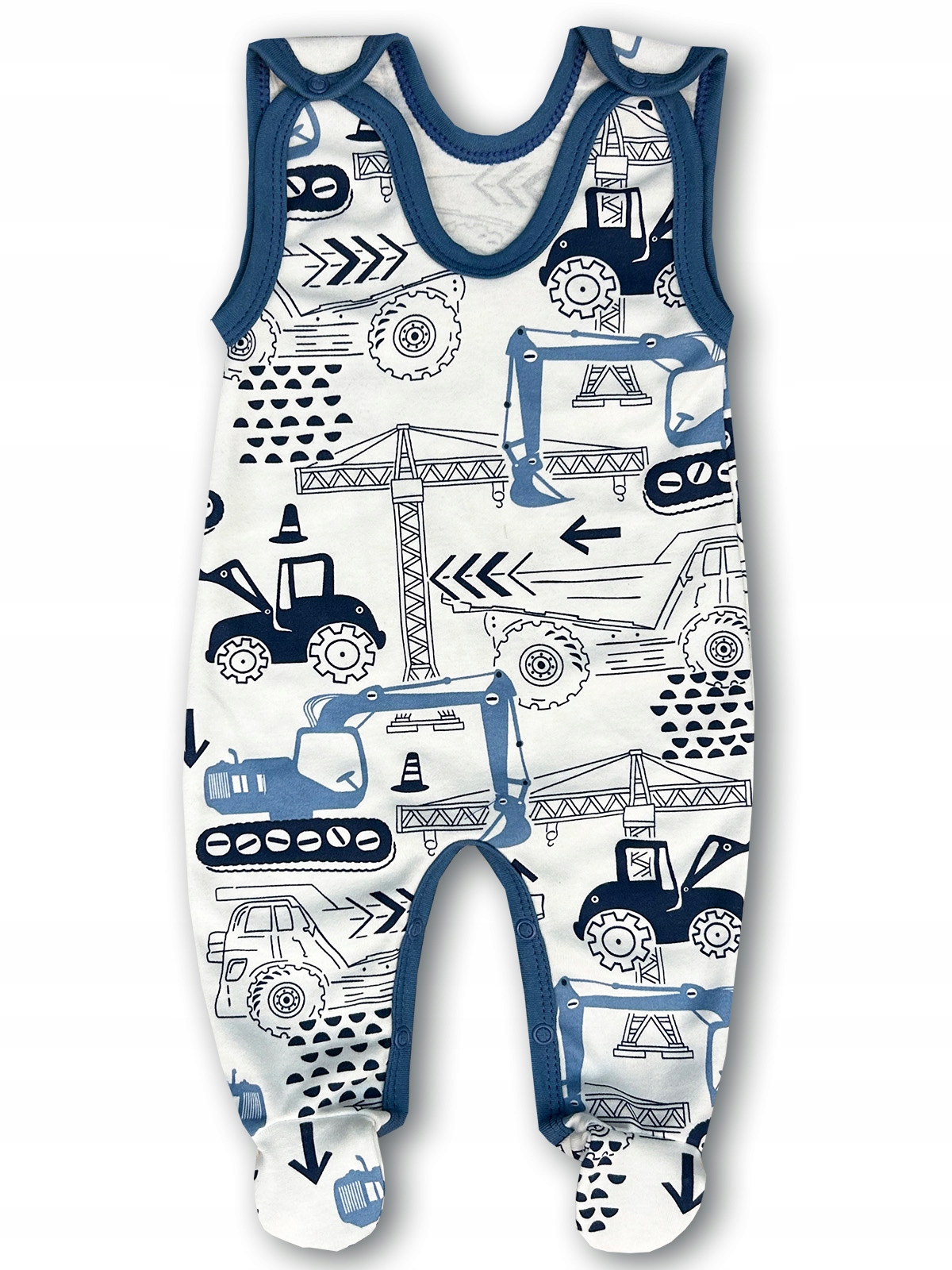 ŚPIOCHY śpioszki ROZPINANE 92 PIŻAMKA chłopięca PAJAC bez rękawów w KOPARKI