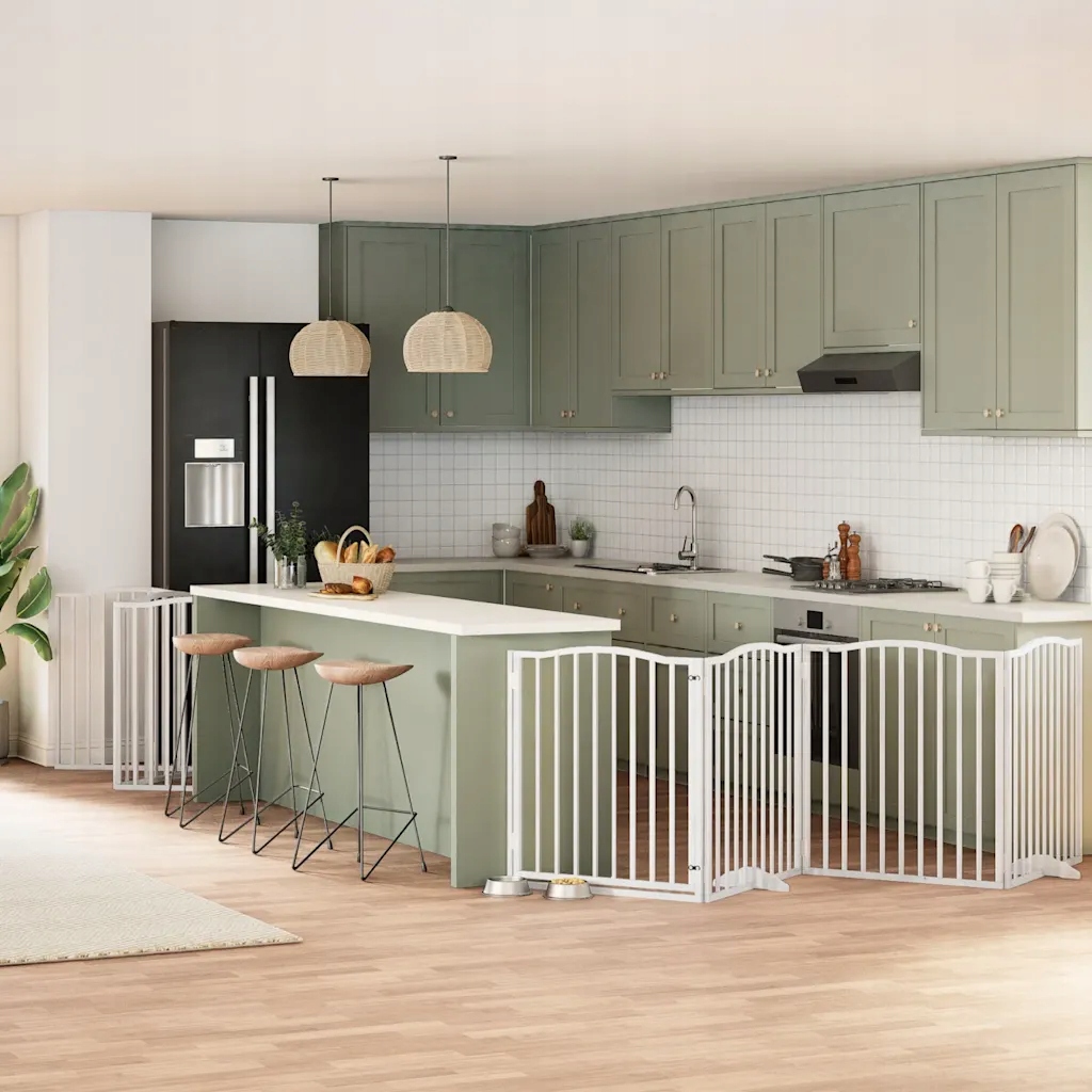 Levně Zábrana pro psy s dvířky skládací 10 panelů bílá 800 cm topol Bílá 3155623