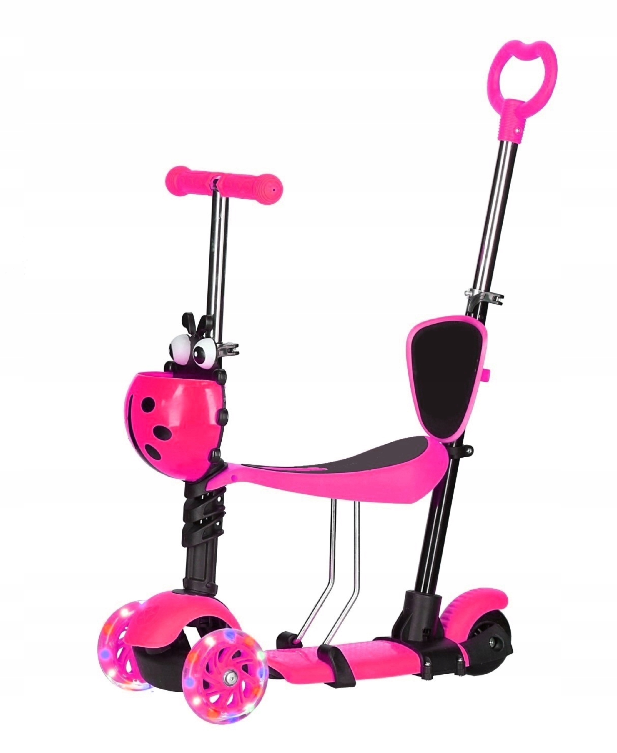 HULAJNOGA TRÓJKOŁOWA BALANSOWA LED 5w1 BIEDRONKA RÓŻOWA Liczba kół 3