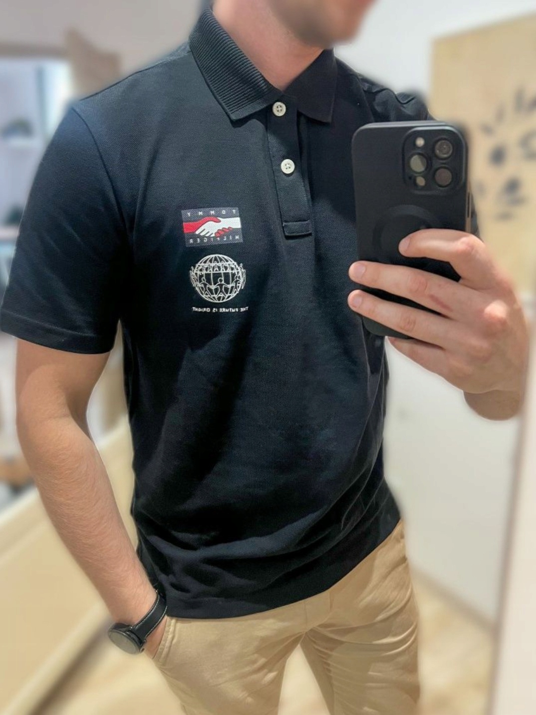 OKAZJA NA PREZENT MODNA WYGODNA KOSZULKA MĘSKA POLO TOMMY HILFIGER S CZARNA