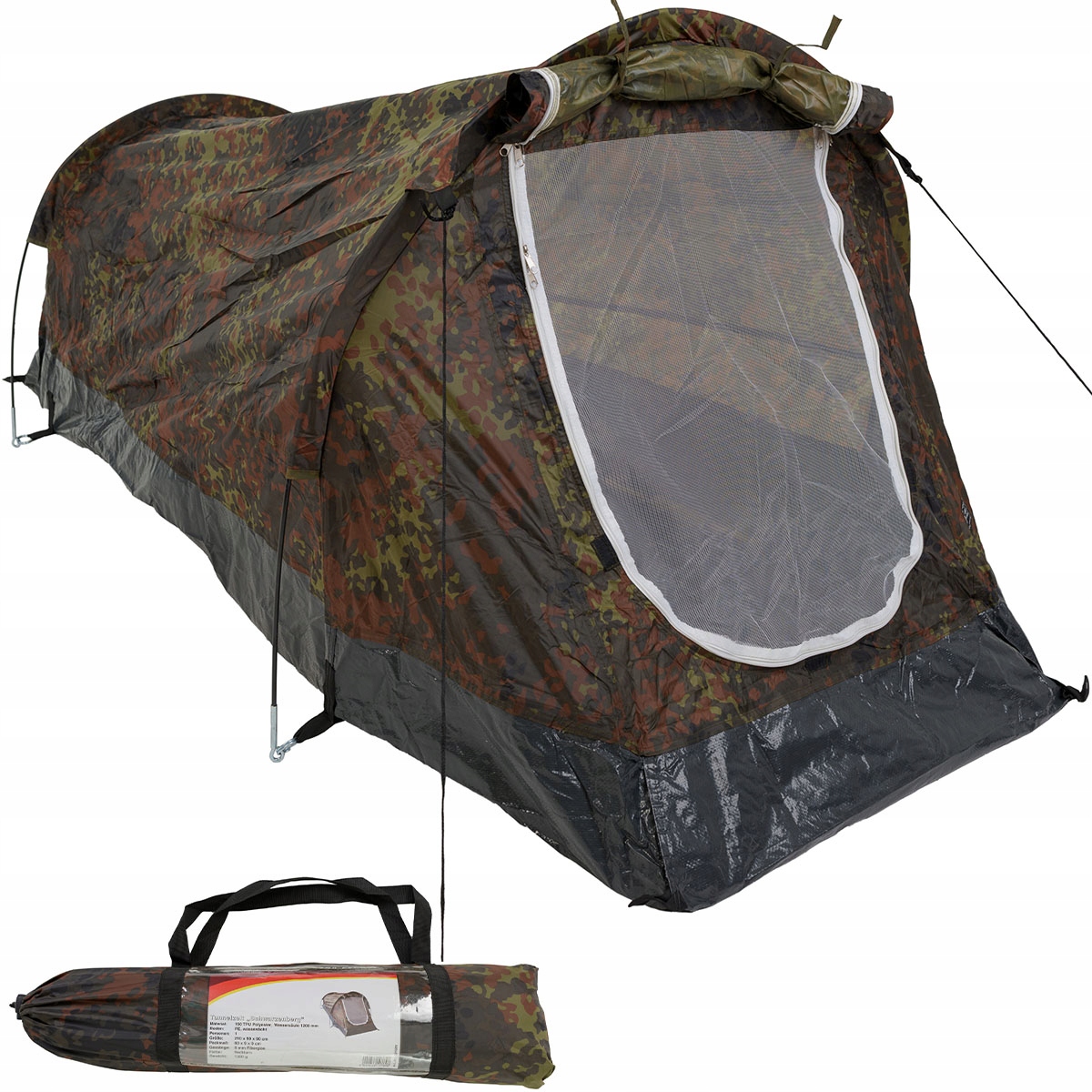 1-miestny tunelový kempingový stan vodotesný Mfh Flecktarn