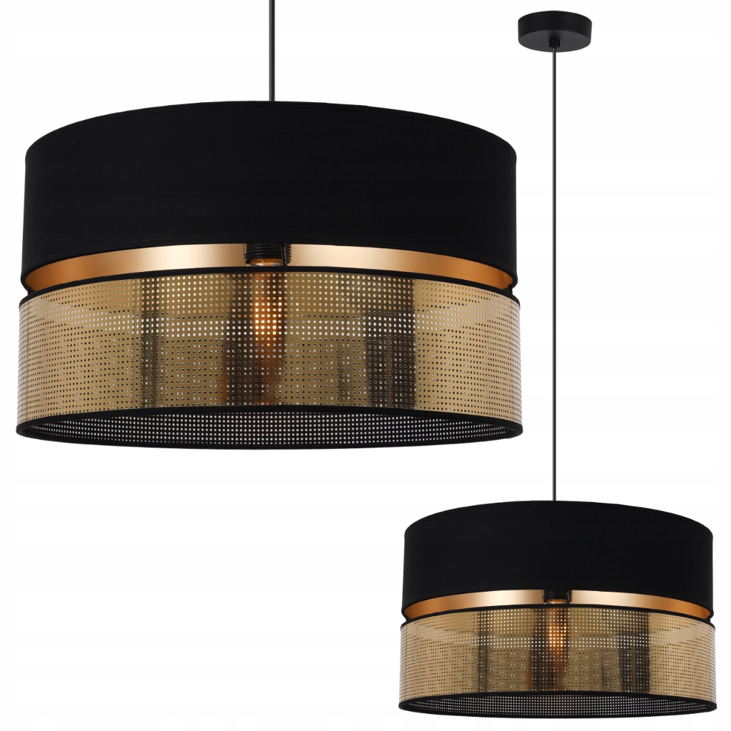 Závesná Stropná Lampa Čierna S Prelamovaným Glamour Tienidlom, Zlatá Stredná Časť Do Obývačky