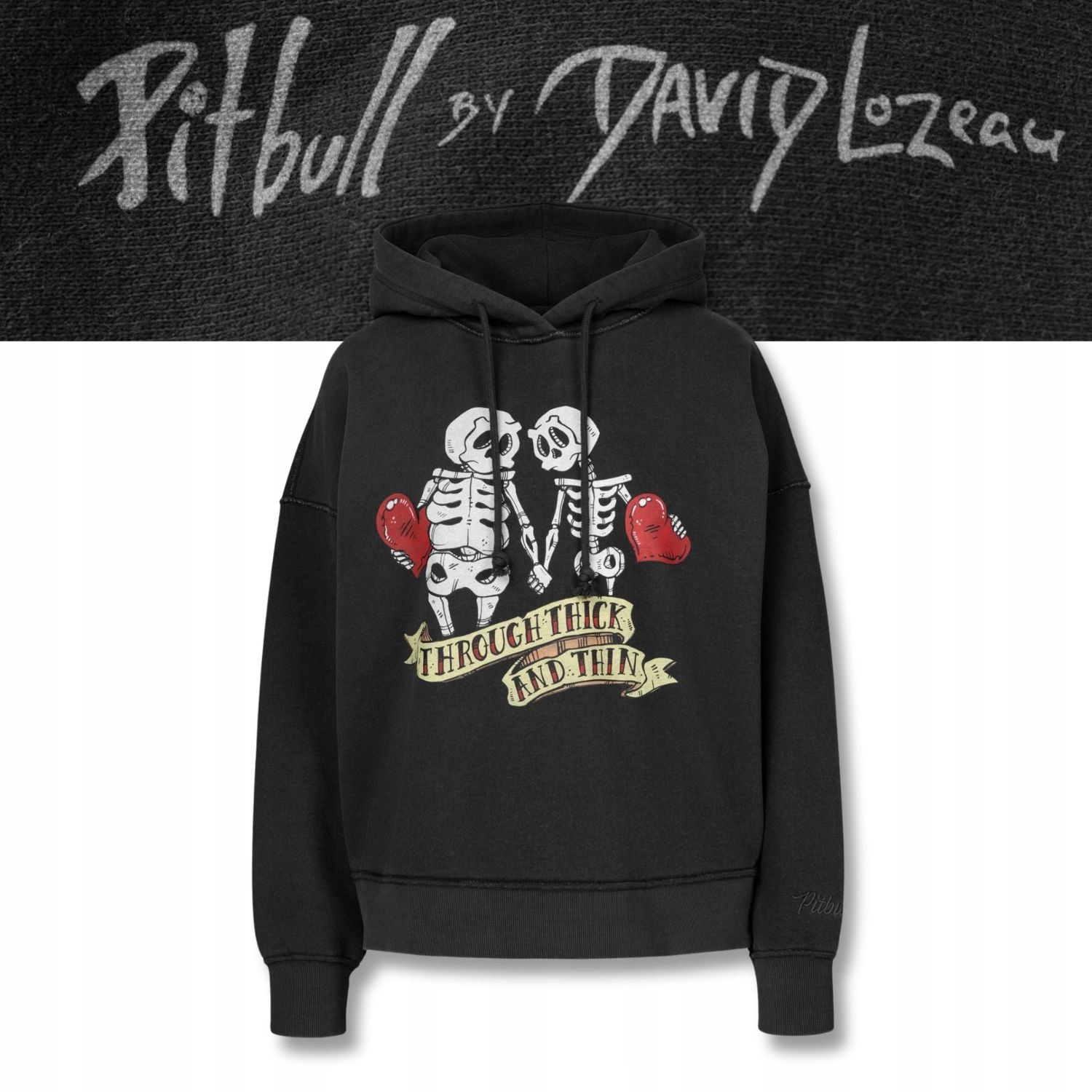 Dámská mikina s kapucí Pitbull Washed Lovia Thick & Thin Oversize s potiskem