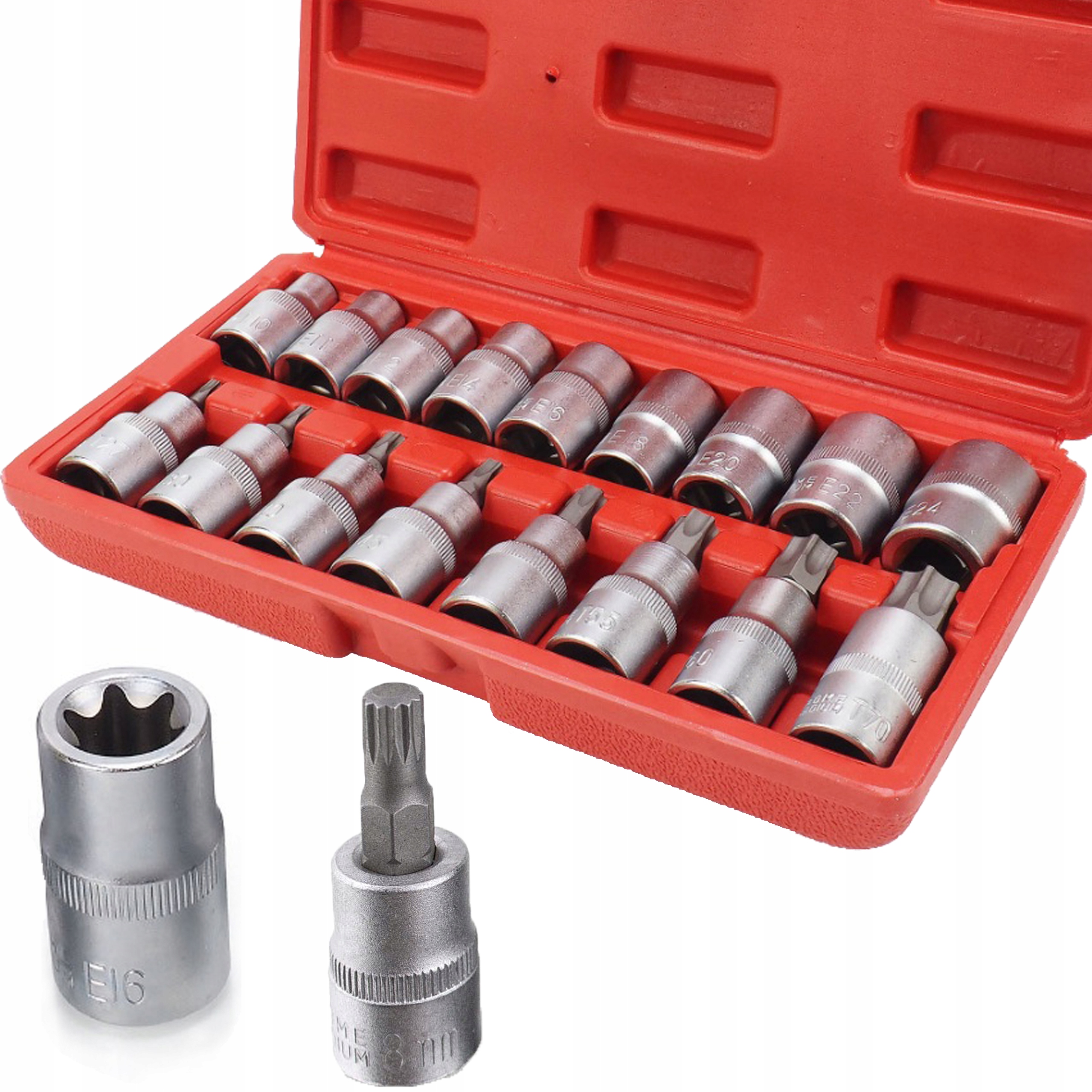 Zestaw Nasadki Nasadek Klucze Bity Torx 1/2 17 El