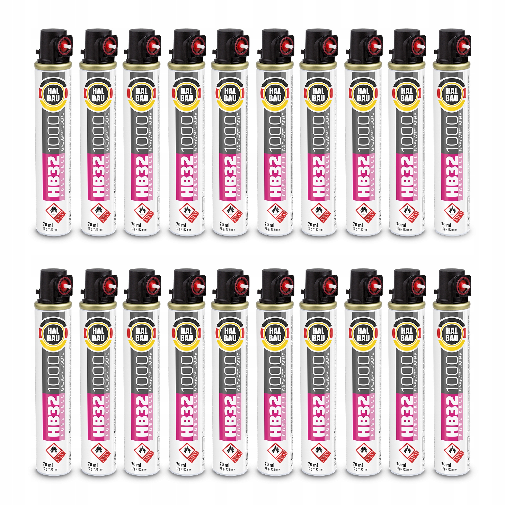 Plyn pro hřebíkovačky a plynové usazeniny 20 ks 152 mm 74 ml 37 g Halbau HB32