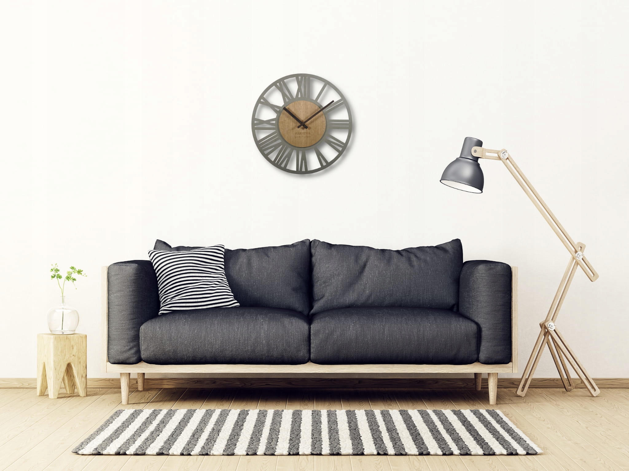Zegar ścienny Loft Adulto 50cm szary Zasilanie baterie