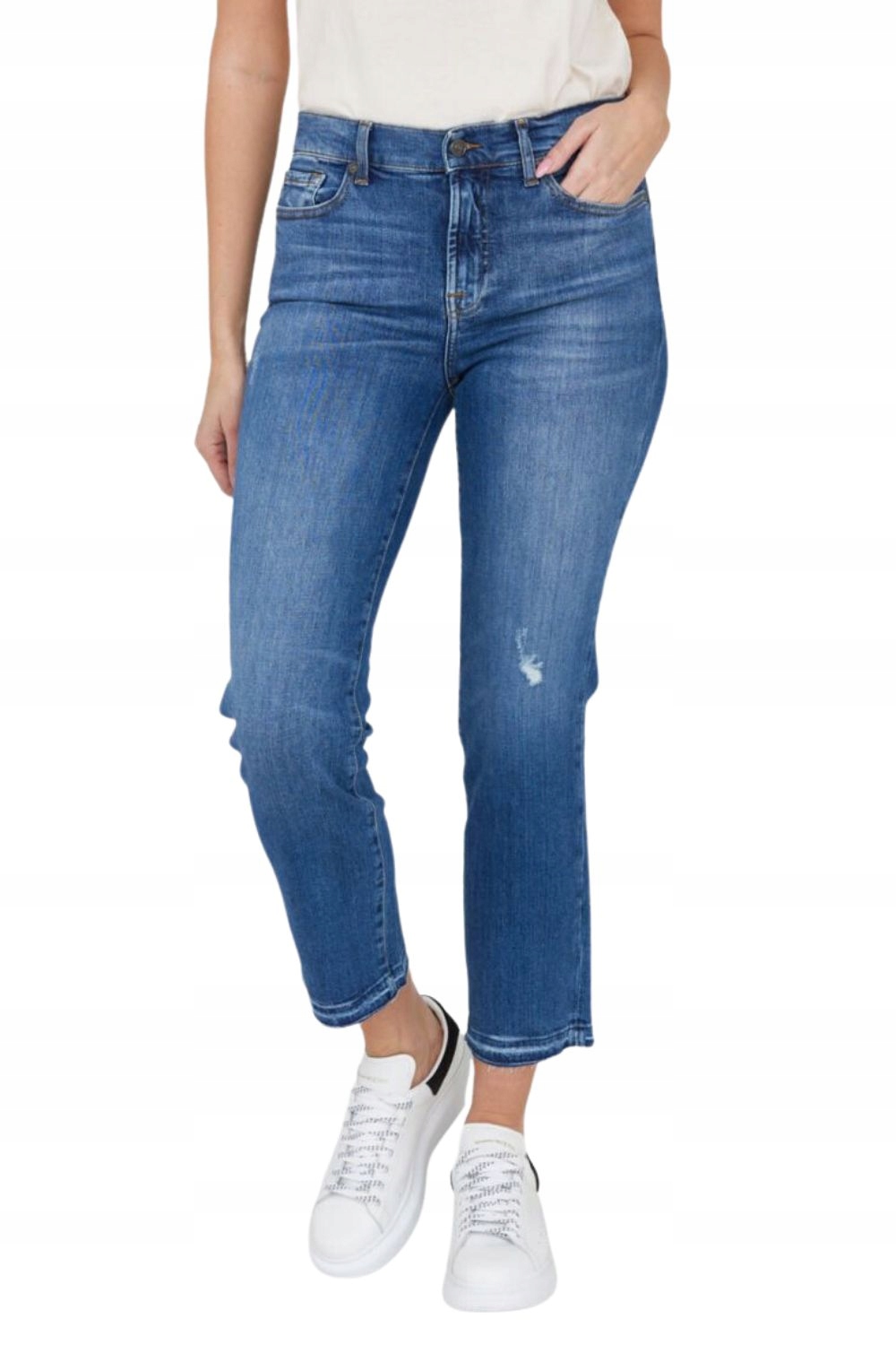 7 For All Mankind Modré džíny The Straight Crop Slim Illusion 27