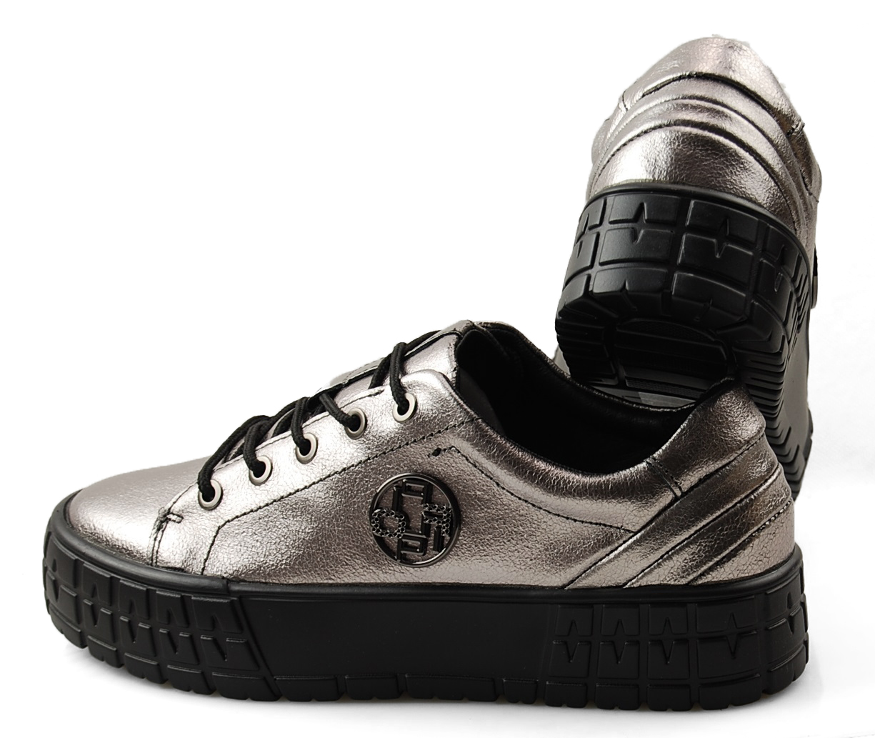 

Filippo DP3528 Srebrne Skórzane Półbuty Metal r.39