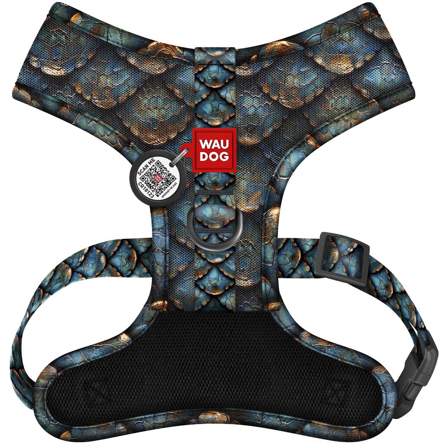 Levně Waudog Mesh postroj pro psa prodyšný s Qr adresářkou, vzor „Slupky“, M