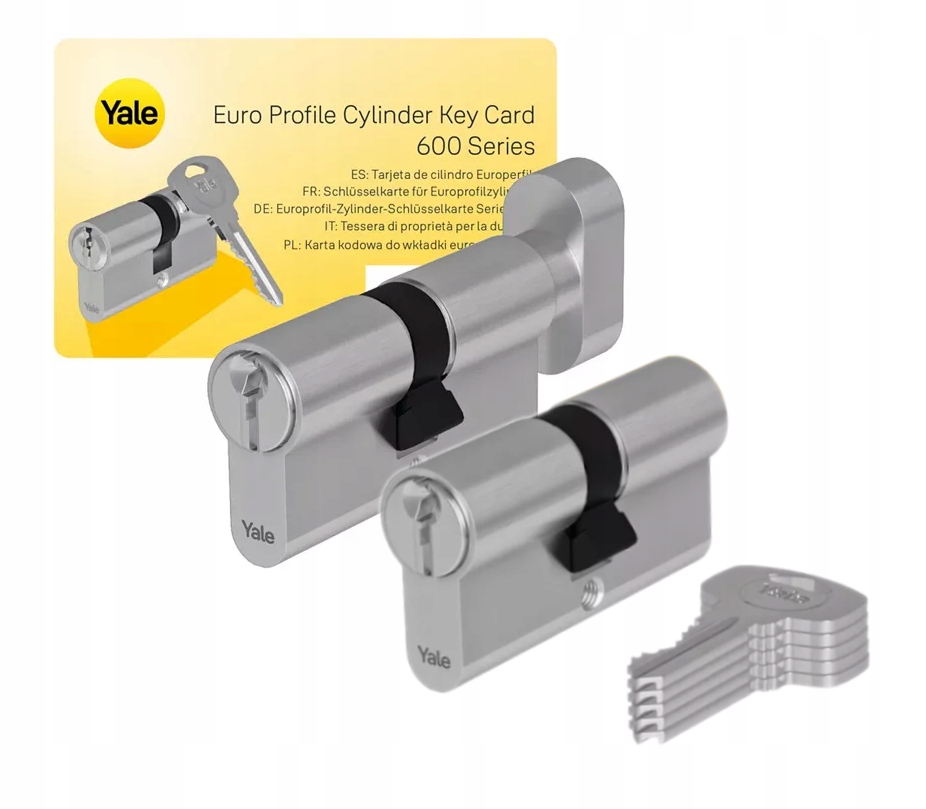 Komplet wkładek 45/30 45/30G z gałką, klasa 6.D, 6 kluczy Yale Y600