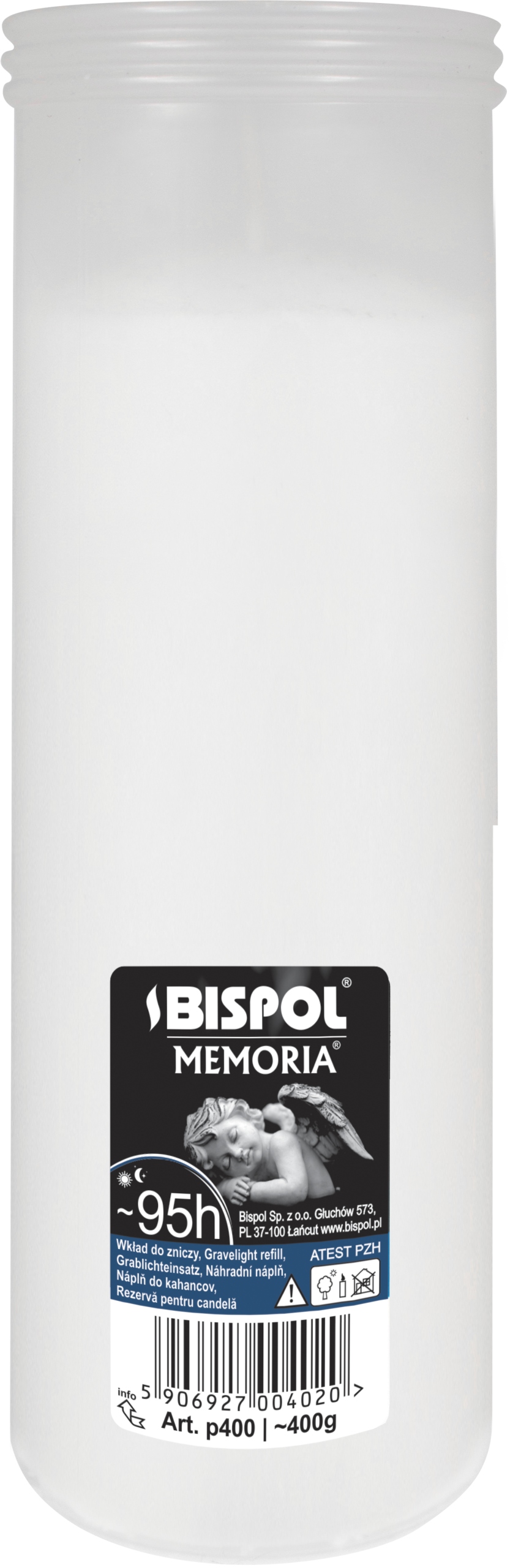 

Wkład do zniczy parafinowy Bispol P400 95h 1szt